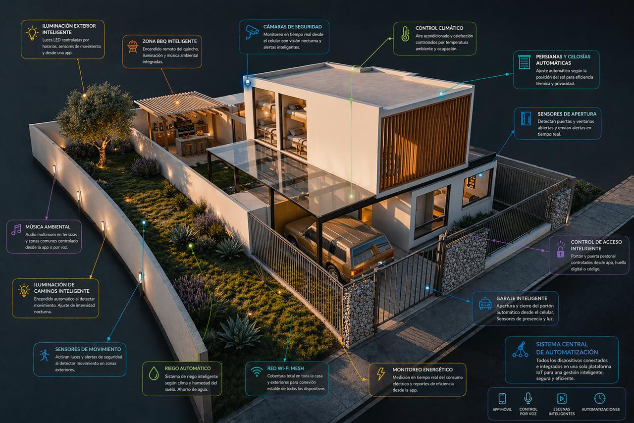 Casa inteligente Domicilia con iluminación, seguridad, climatización y audio integrados
